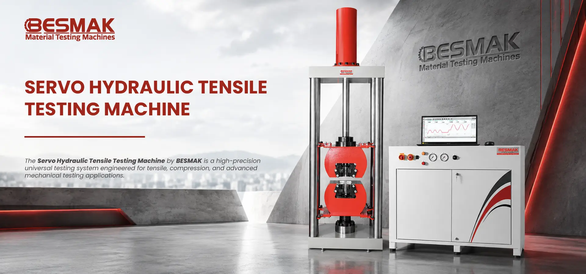 Servo Hydraulic Tensile Testing Machine BESMAK Servo Hydraulic Tensile Testing Machine for tensile and compression testing