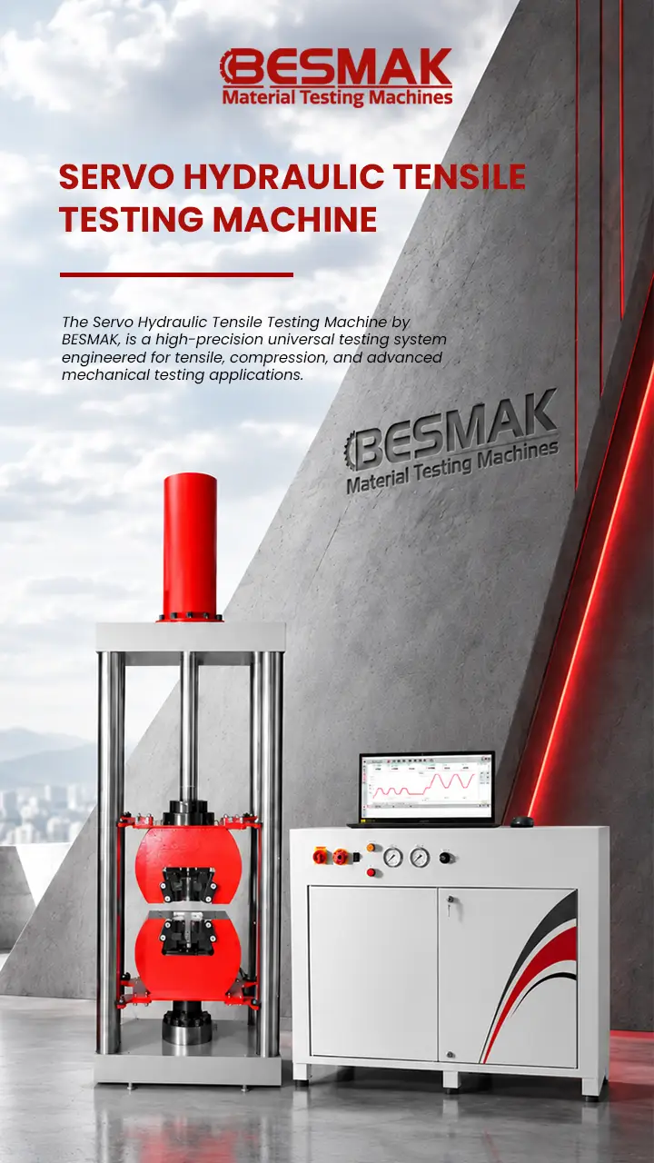 Servo Hydraulic Tensile Testing Machine BESMAK Servo Hydraulic Tensile Testing Machine for tensile and compression testing