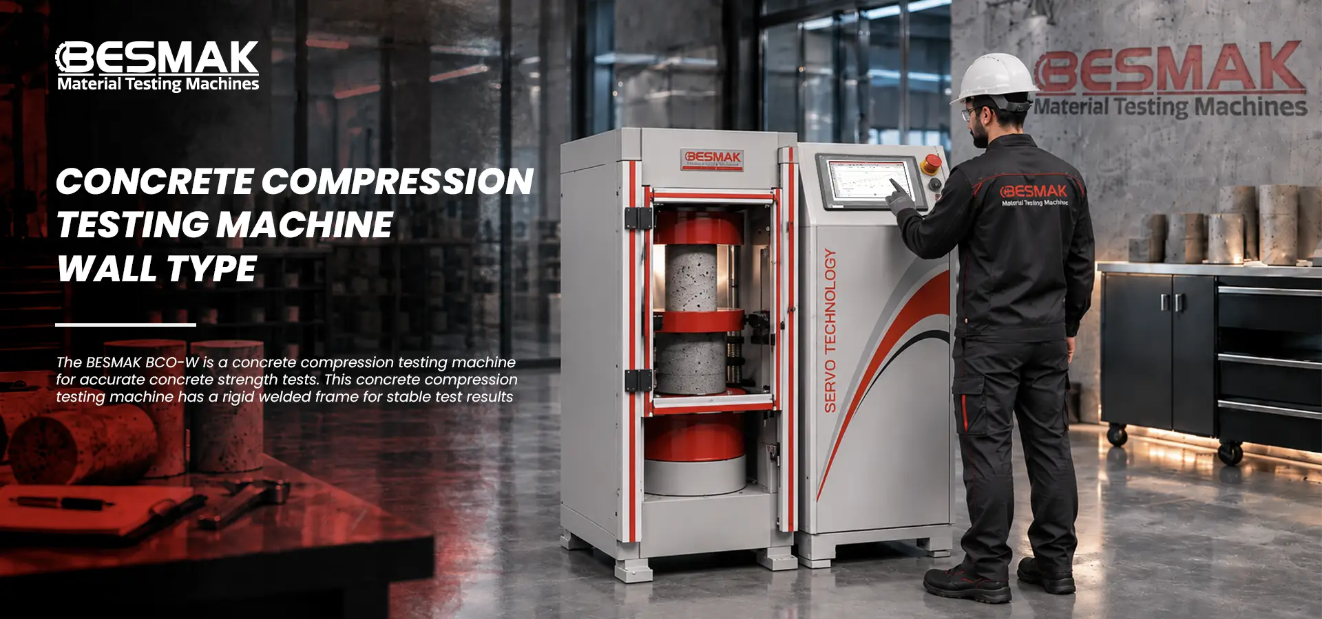 Concrete Compression Testing Machine BESMAK Wall Type Concrete Compression Testing Machine for concrete strength testing